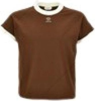 Versace Slim T-shirt van Stretch Katoen-Jersey met Geborduurd Logo - Heren - T-shirts - Bruin - M - Katoen - Tops