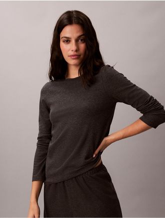 Calvin Klein Womens Classic Comfort Cozy Waffle Sleep Top - Grey - XL