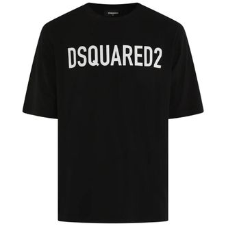 Dsquared2 Loose Fit Brand Logo Zwart T-shirt