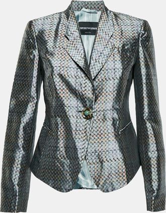 Emporio Armani Multicolor Geometric Print Synthetic Blend Blazer