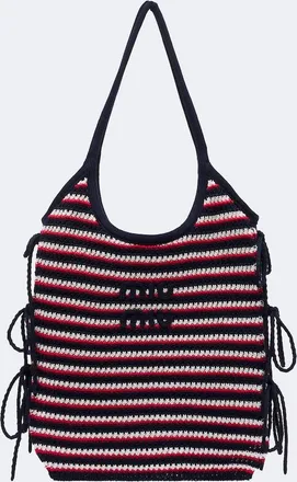 Miu Miu Bolso shopper Ivy de croch&eacute; a rayas