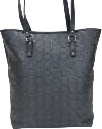 Ferragamo Gancini Black Pvc Tote Bag (Pre-Owned)