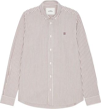 Les Deux Oxford Stripe Shirt - Heren - Casual Overhemden - Rood - XL - Katoen - Overhemden