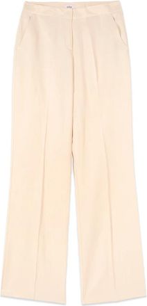Oltre Wide Leg Linnenmix Broek - Dames - Wijde Broeken - Beige - XS - Linnen - Broeken