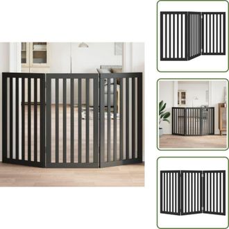 vidaXL Cancello per cani da interno - vidaXL Cancello per Cani Pieghevole 3 Pannelli Nero 150cm Legno Pioppo - Cancello per cani da soggiorno