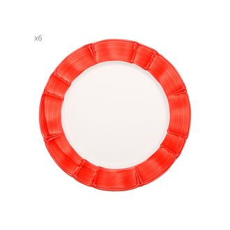 Arcucci Set of 6 Provence Red Stripe Fruit Plate