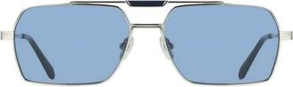 Ferragamo Rechthoekige Zonnebril - Heren - Zonnebrillen - Blauw - 61 MM - Accessoires