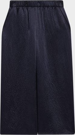Eileen Fisher Wide-Leg Crinkled Satin Pants