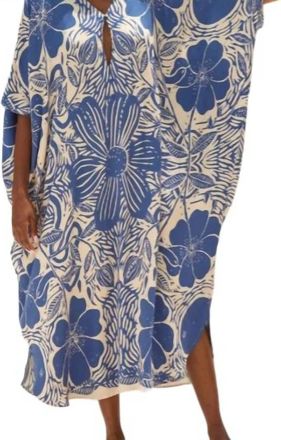Carolina K Xime Kaftan Dress In Etched Flower Blue