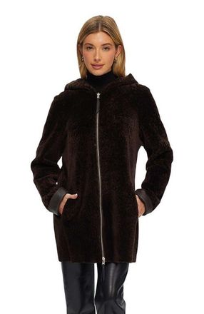 Gorski Reversible Textured Genuine Shearling Parka in Brown/brown at Nordstrom, Size Medium