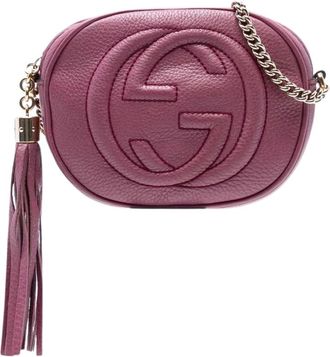 Gucci Pre-owned Cross Body Bags, female, Pink, Size: ONE SIZE Pre-owned Leather Chain Shoulder Bag