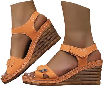 Generic Orthopedic Sandals with Arch Support Strappy Sandals for Women 2026 Wedge Comfortable Walking Shoes Cushion Footbed Platform Slides Dressy Summer Beac