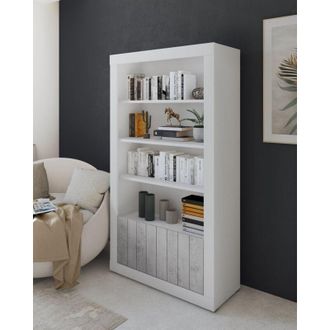 Dmora Estanter&iacute;a Spinoso, Biblioteca 3 Estantes, 2 Puertas, Instalaci&oacute;n En Suelo, 104.8x41.8x191h Cm Negro Antracita