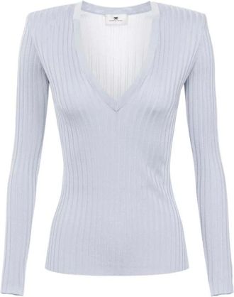 Elisabetta Franchi Dames, Truien, Blauw, Maat: XL Viscose