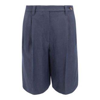 Brunello Cucinelli Brunello Cucinelli, Long Shorts, female, Blue, Size: S Pleated Shorts