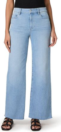 Paige Anessa Raw Hem High Waist Wide Leg Jeans in Santorini Sky at Nordstrom, Size 29