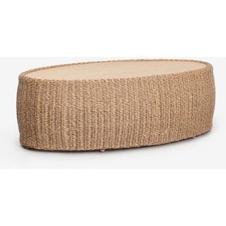 Sklum Tavolino da giardino ovale 105x60 cm in legno di acacia e rattan sintetico Clarnyx SKLUM