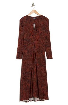Desigual Print Long Sleeve Maxi Dress in Orange at Nordstrom Rack, Size X-Large