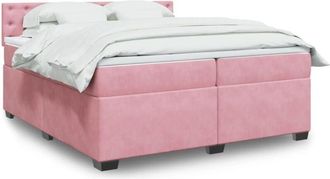 vidaXL Cama Box Spring Con Colch&oacute;n Terciopelo Rosa 200x200 Cm Vidaxl