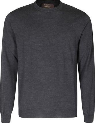 Zanone Anthracite Virgin Wool-Blend Crewneck Sweater