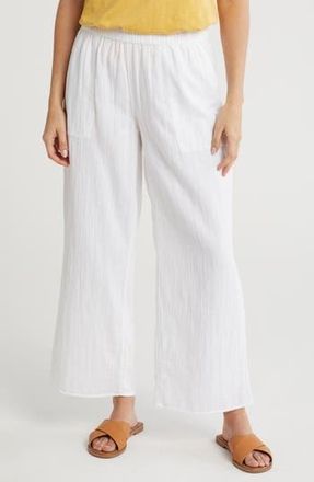 Caslon Cotton Gauze Pull-On Pants in White at Nordstrom Rack, Size X-Small
