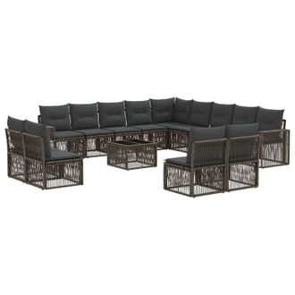 vidaXL Conjunto De Sof&aacute;s De Jard&iacute;n 14 Pcs Gris Y Gris Oscuro Vidaxl