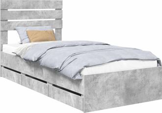 vidaXL Estructura De Cama Gris Concreto 75 X 190 Cm Madera Ingenieril Vidaxl