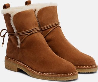 Aquazzura Megeve shearling-trimmed suede ankle boots