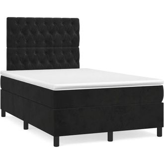 vidaXL Cama Box Spring Con Colch&oacute;n Terciopelo Negro 120x190 Cm Vidaxl