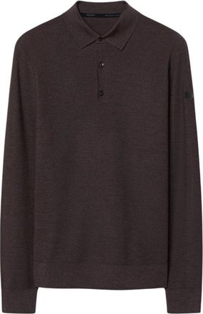 Roberto Ricci Design Piquet Polo Gebreid - Heren - Polos - Bruin - L - Wol - Tops