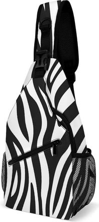 Generic Zebra Skin Texture Mens Crossbody Chest Sling Bag for Travel Hiking Lightweight Shoulder Bags with Small Side