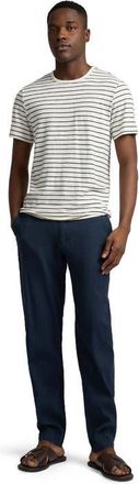 Onia Crewneck Stretch Linen T-Shirt in Midnight/egret at Nordstrom, Size Xx-Large