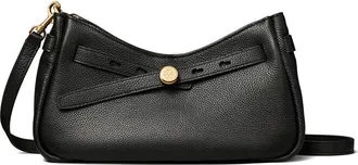 Tory Burch Romy Zip Top Leather Crossbody Bag in Black at Nordstrom