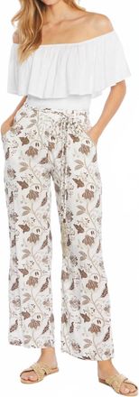 Skemo Flower Pants With Braided Belt In White