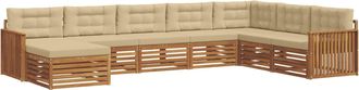 vidaXL Conjunto De Sof&aacute;s De Exterior 8 Uds. Natural Y Beige Vidaxl