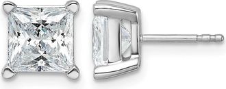 Diamond2Deal 14k White Gold 5 ct Princess Lab Grown Diamond Stud Earrings VS Clarity, D-E Color