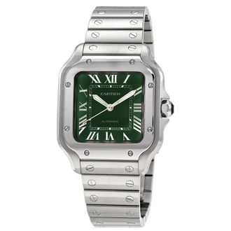 Cartier Pre-owned Cartier Santos Green Dial Mens Watch WSSA0061