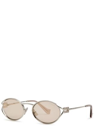Miu Miu Oval-frame Sunglasses - Silver - One Size