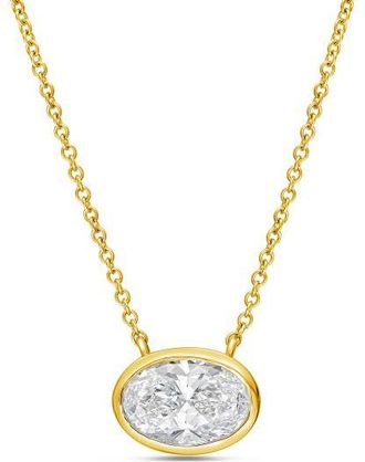 Diana M. Jewels 14kt yellow gold lab grown east west oval bezel pendant weighing 2.00 ct