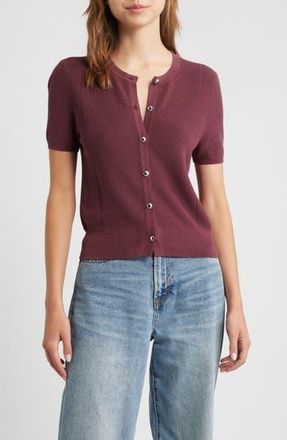 Rag & Bone Dina Short Sleeve Cardigan in Prune at Nordstrom Rack, Size X-Small