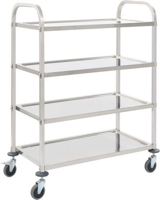 vidaXL Vidaxl - Carrito de cocina de 4 alturas acero inoxidable 107x55x125 cm