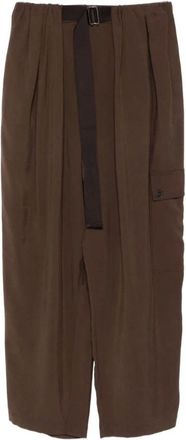 Alysi Broeken, Dames, Bruin, S, Nylon, Zijde & Nylon Bruine Broek