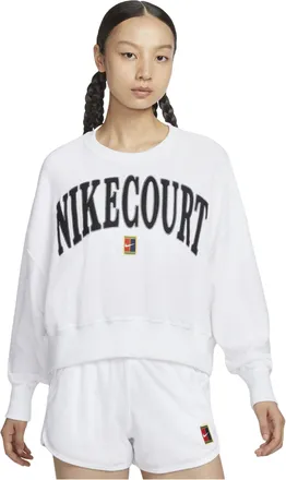 Nike (WMNS) Nike Court Heritage Over-Oversized Crewneck Graphic Tennis Sweatshirt Asia Sizing White FQ2243-100