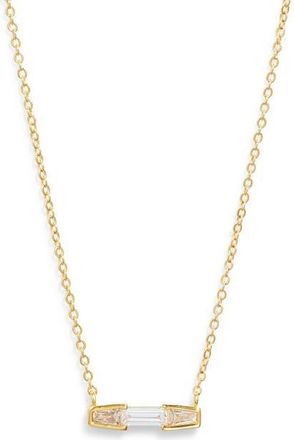 Nordstrom Cubic Zirconia Pendant Necklace in Clear- Gold at Nordstrom