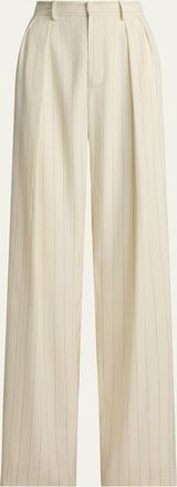Ralph Lauren Collection Striped Pleated Wide-Leg Trousers
