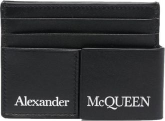 Alexander McQueen Black Logo leather credit card case