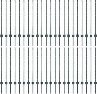 vidaXL Fence Posts Height Adjustable Manual 44 pcs Green 140 cm Steel vidaXL