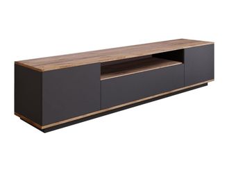VENTE-UNIQUE.COM Mueble de tv 3 puertas - l180 cm - roble y gris