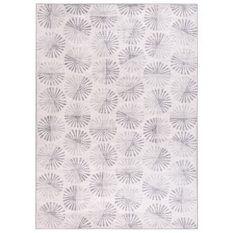 Beliani Alfombra 140 X 200 Cm De Tela Sala De Estar Dormitorio Apto Para Calefacci&oacute;n Por Suelo Radiante Base Antideslizante Blanco Crema Catak
