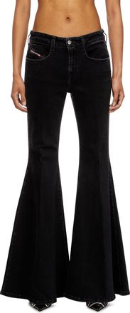 Diesel Flare Jeans Low Waist 1970 D-Bleess, Black/Dark grey, Zip fly